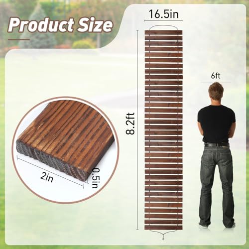 8.2 Ft Wooden Garden Pathway - Weather Resistant Carbonized Pine Roll Out Decorative Walkway, Boardwalk Pathway Pavers for Outside Stepping Stones Outdoor Flooring Patio Beach Pool Backyard