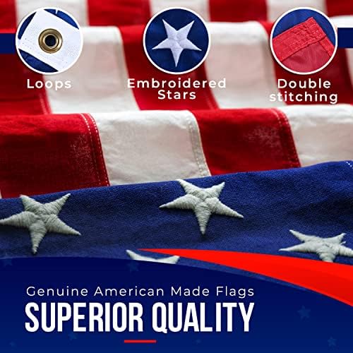 2.5x4 American Flags for Outside | American Flag Made in USA Heavy Duty American Flags for Outside 2.5x4 with Embroidered Stars and Sewn Stripes American High Wind- All Weather US