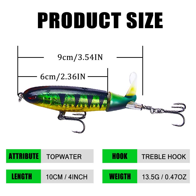 HENGJIA Fishing Lures for Bass, Whopper Lure Plopper Lures Kit for Bass Trout, Bass Topwater Lures with Floating Rotating Tail for Freshwater Saltwater