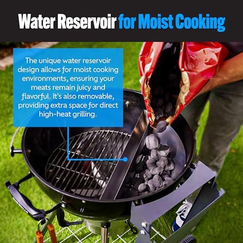 SnS Grills Patented Slow ‘N Sear® Deluxe Insert - Stainless Steel Charcoal Basket with Removeable Water Reservoir for Low ‘N Slow Smoking & Charcoal Grilling on Weber & Other Kettle Grills - 22 in
