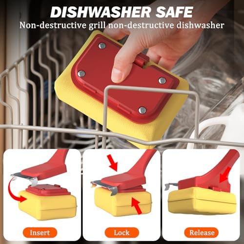 Grill Brush for Outdoor Grill, Bristle Free Steam Grill Brush with Scraper, BBQ Grilling Accessories BBQ Brush Non Metal Bristles, Grilling Accessories Fit Most Grills, Gifts for Men Dad Husband