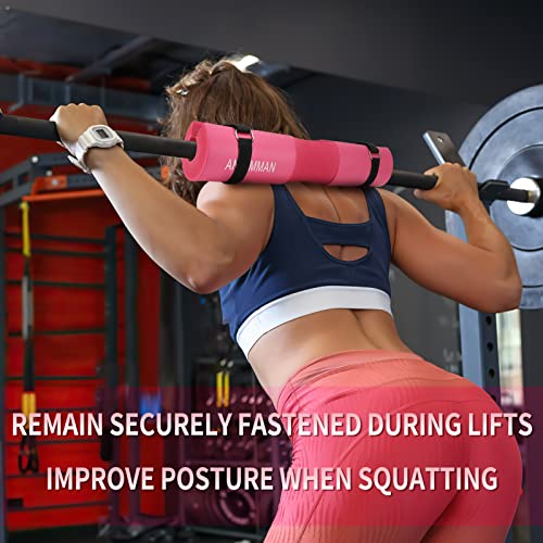 AN AMMAN Barbell Pad Perfect for Squat, Hip Thrust - Relieves Neck and Shoulder Pain Thick Foam Cushion - Gym Workout Smith Machine Thruster Weightlifting Pink Marble Pattern AM001PT