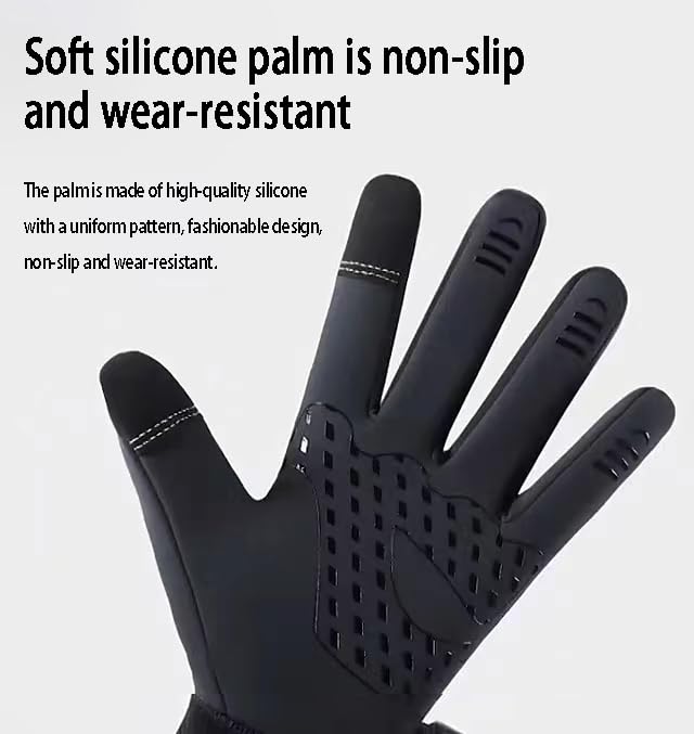 SwindowL Winter Gloves Touch Screen Mens Gloves for Cold Weather,Waterproof Gloves for Men Thermal for Running Cycling (Black, Medium)