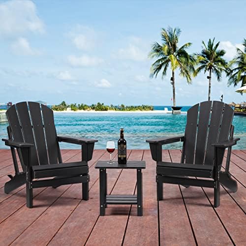 Adirondack Outdoor Side Table, 2-Tier Sturdy Patio End Table Weather Resistant, 16.5" Solid Side Table for Patio, Pool, Porch