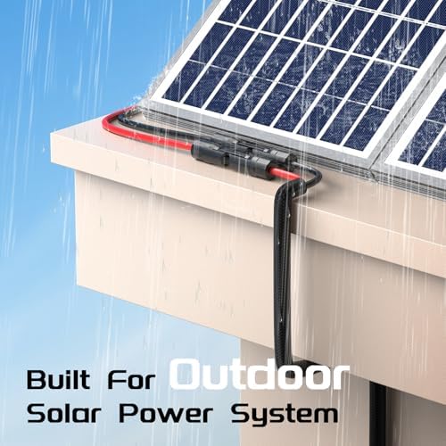 10AWG 30FT Solar Panel Extension Cable, Flame Retardant Protective Sleeving,Bateria Power Twin Wire 10 Gauge Solar Cable with IP68 Female & Male Waterproof Connectors, Dust Caps for Home, RV