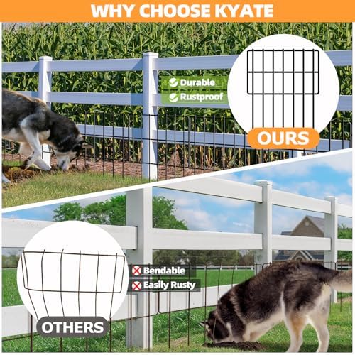 KYATE Garden Fence Animal Barrier, 14 Panels No Dig Fence 20ft(L) x13in(H), Rustproof Metal Defense Border, Dogs Rabbits Blocker Fence for Outdoor Yard & Patio