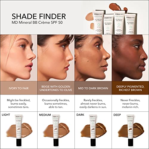 MDSolarSciences MD Mineral BB Crème SPF 50 – Beauty Balm Sunscreen for Face - Vegan Broad Spectrum UV Protection – Blendable Tinted Cream – Smooth, Natural Matte Finish, Medium, 1.23 Oz