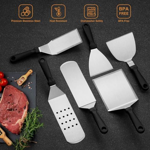 35PCS Griddle Accessories Kit, Leonyo Flat Top Grill Accessories, Grill Tools with Griddle Spatulas, Smash Burger Press, Basting Cover, Scraper for Outdoor BBQ Teppanyaki Hibachi Cooking