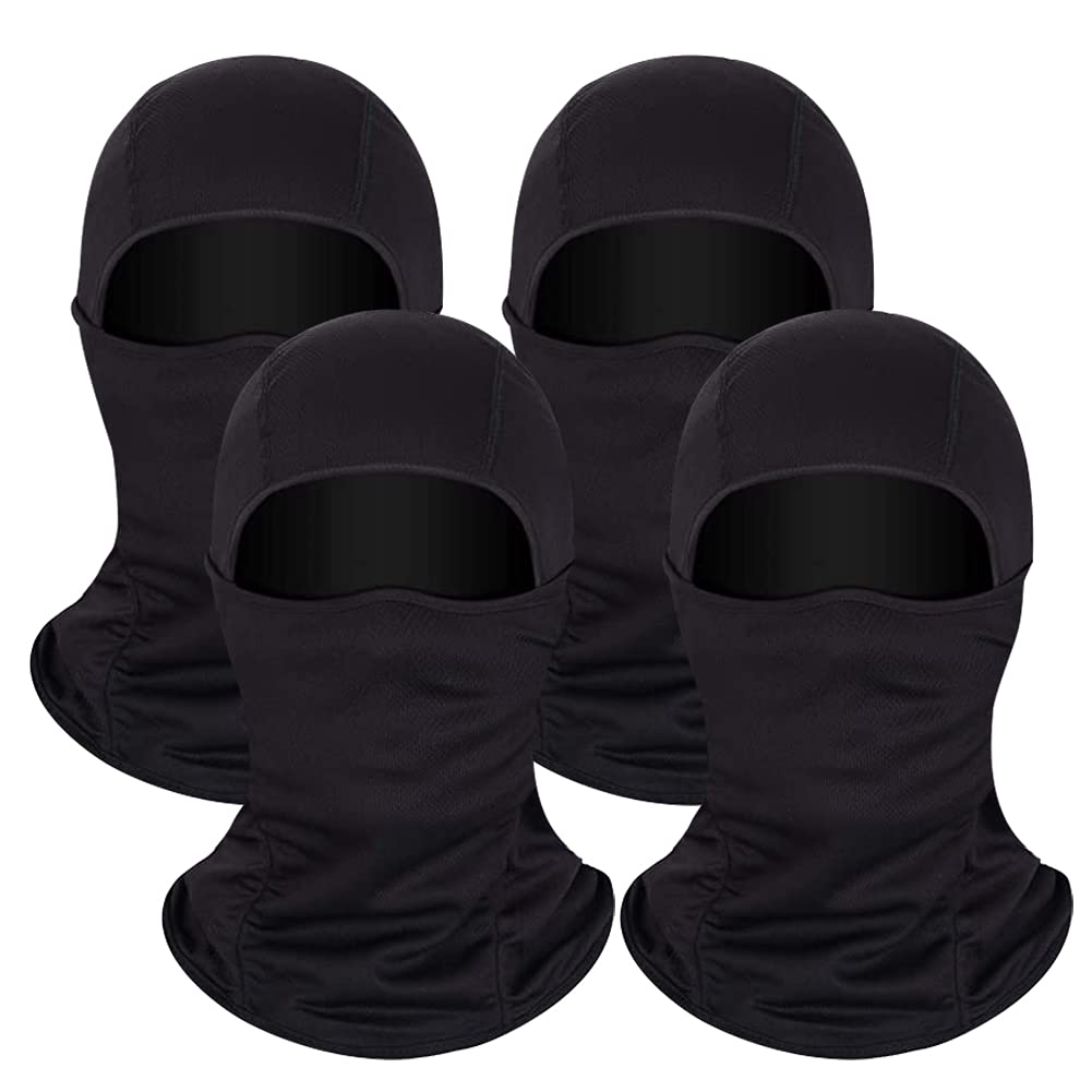 Valleycomfy 4PCS Balaclava Ski Mask Winter Face Mask Men Women UV Protection Hood Windproof Sun Hood Tactical Masks(Black)