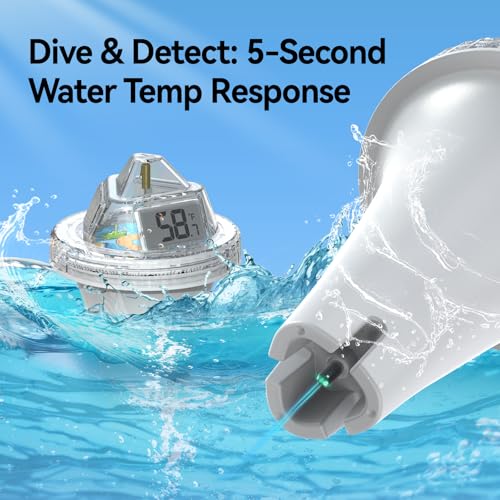 Pool Thermometer Digital Floating Easy Read, Anti-Fog 360° Reading with Indoor Temperature Humidity Monitor, IPX7 Water Temperature Monitor for Hot Tub/Ice Bath/Swimming Pool/SPA/Aquarium/Pond