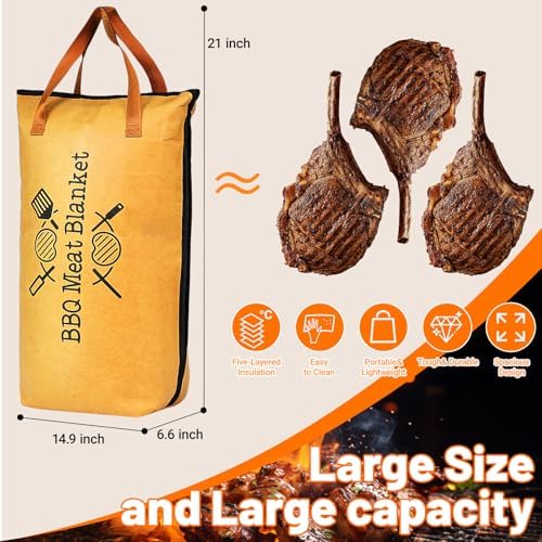 BBQ Grilling Accessories, Barbecue Smoker Blanket, Reusable Blanket for Resting Meat, for Large Beef Brisket, Anniversary Birthday Gifts for Men, and Ideal for BBQ Parties(Regular 21in)