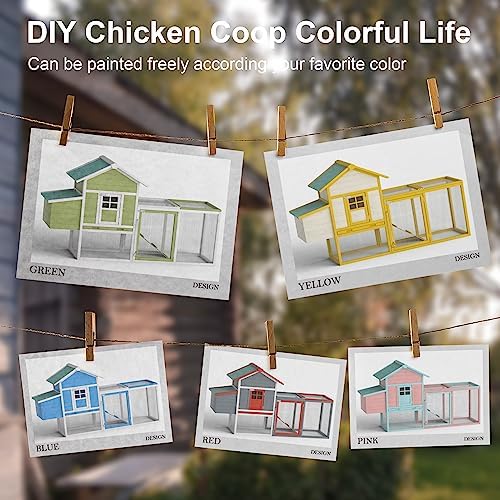 GOJOOASIS 80" Chicken Coop for 2-4 Chickens Outdoor Wooden Hen House Poultry Pet Hutch for Backyard w/Run Cage & Nesting Box(A)