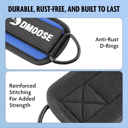DMoose ankle cuffs - One Size Fit with Premium Padding, leg attachment for cable machine, workout ankle straps, Booty Workouts, Leg Extension, Hip Abductors