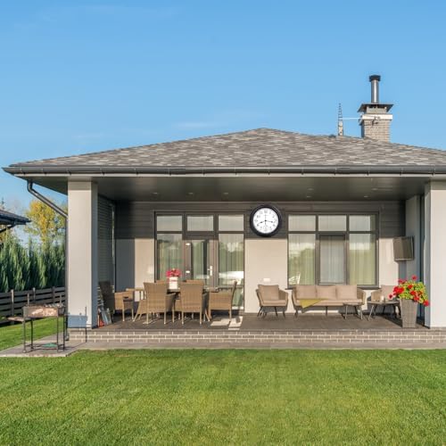 16 Inch Large Outdoor Clock Waterproof with Thermometer Retro Wall Clocks for Patio Pool Garden Home,Bronze