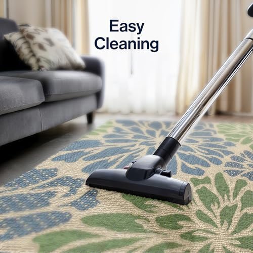JONATHAN Y SMB110B-5 Zinnia Modern Floral Textured Weave Indoor Outdoor Area-Rug Bohemian Coastal Easy-Cleaning Bedroom Kitchen Backyard Patio Non Shedding, 5 X 8, Navy/Green
