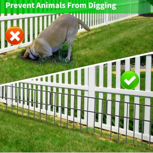 20Ft(L) X 13Inch(H) Animal Barrier Fence, 14 Pack Garden Fence, Metal Garden Edging Fence Border, No Dig Fencing for Dog Rabbits Ground Stakes Defense and Outdoor Patio Fence Extension