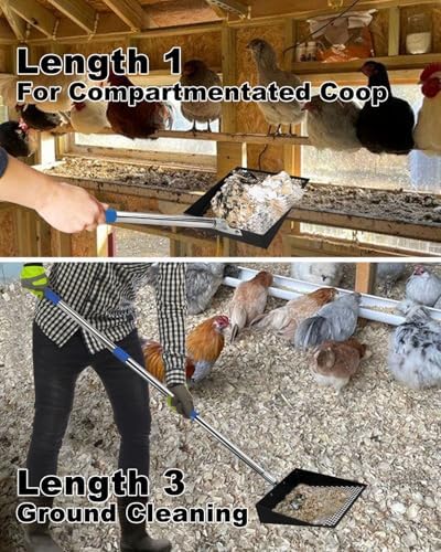 Large Chicken Poop Scooper, Chicken Coop Accessories,Metal Litter Scooper For Chicken,Chicken Coop Cleaning Tools,Heavy Duty Poop Shovel For Chicken Coop Accessories,Chicken Coop Must Haves (Black)