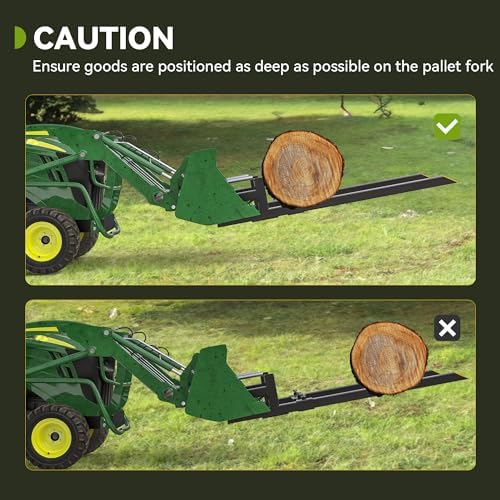 AUTOSAVER88 43" Clamp On Pallet Forks for Tractor Bucket, Heavy Duty 2000lbs Quick Attach Skid Steer Loader Pallet Fork with Adjustable Stabilizer Bar, Black