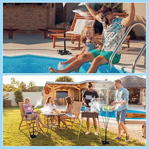 Standing Misters for Outside Patio: Portable Misting System for Cooling Outdoor - 26.5Ft Stand Misting Line with 31.5 Inch Height Water Mister for Yard Garden BBQ Party Pool Water Playing Sprinklers