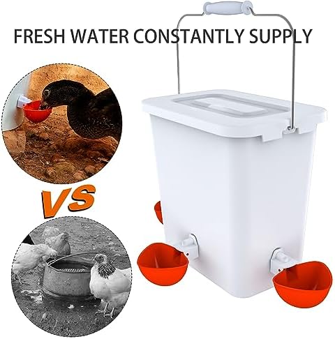 Large Automatic Chicken Feeder and Waterer Set Hanging Chicken Water Feeder Poultry Feed Bucket