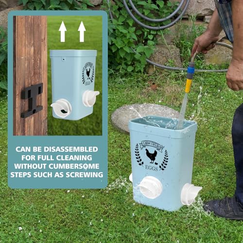 Chicken Feeder and Chicken Waterer Set (3 Gallon/26 Pounds) - Hanging Automatic Chicken Feeder No Waste - Chicken Coop Accessories - Poultry Waterer