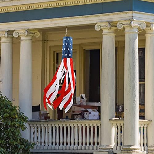 4th of July Decorations,40 Inch American Windsock Heavy Duty,Patriotic Fourth of July Outdoor Decor, American Flag USA Windsock With Embroidered Stars,Red White and Blue Decor for Memorial Day,Outside