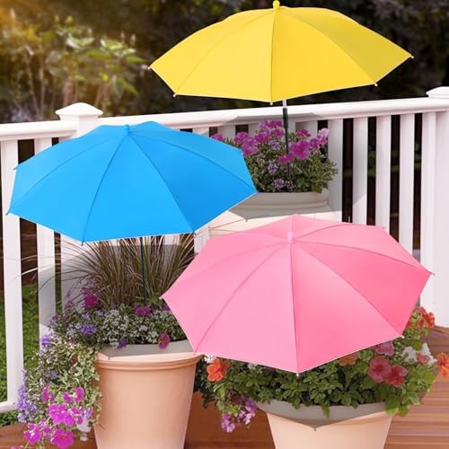 3 Pack Plant Umbrellas for Outdoor Plants - Adjustable Height Garden Umbrella Shade for Potted Plants Garden Beds Flower Pot, Provide Shade to Defend Plants from Blazing Sun, Upgraded Larger Size