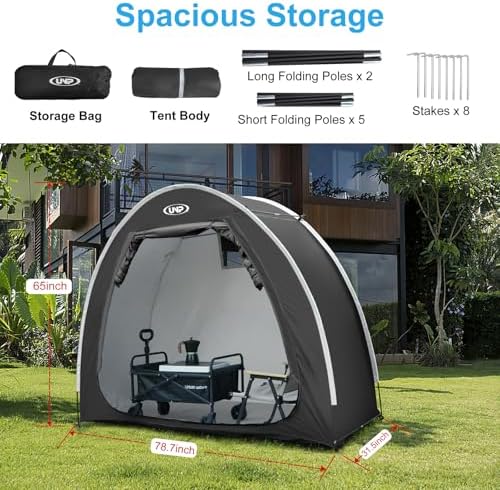 UNP Bike Storage Shed Tent, Portable Outdoor Bike Storage Tent with 210D Oxford Thick PU4000 Waterproof for 1/2/3/4 Bikes, Bike Covers Storage Shed Tent for Bicycles, Lawn Mower, Garden Tools