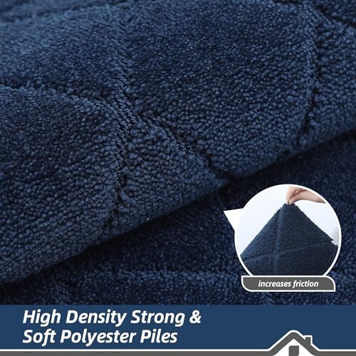 BEQHAUSE Dirt Trapper Door Mat 20" x 32", Doormat Non-Slip Entryway Rugs Washable, Dog Door Mat Stain Resistant and Absorbent Welcome Floor Mat for Front Back Door, Muddy Wet Shoes & Paws, Navy Blue