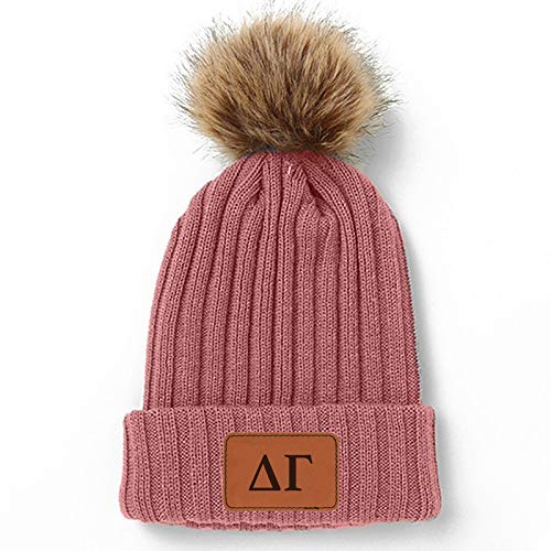 Delta Gamma Pom Pom Beanie Hat Pink
