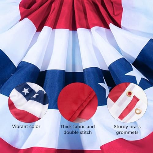 4th of July Decorations Huge Bunting Flags 3 x 6 Ft with Grommets, Large American Pleated Fan Banner, Fourth of July Flag USA Patriotic Red White and Blue Decor for Memorial Day Veterans (3x6 Ft-4 Pcs)