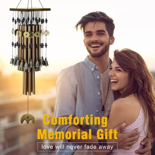 Wind Chimes for Outside, 30"Memorial Wind Chimes with 24 Copper Tubes and 16 Copper Bell for Garden,Patio,Window Wind Chime Hanging Decoration,Bronze Memorial Sympathy Wind Chime Gifts for Mom