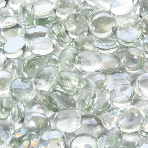 10 Pounds Firepit Glass, 3/4 Inch Glass Beads, Rocks for Fire Pit Table, Fireplace and Fire Bowl, Crystal Luster