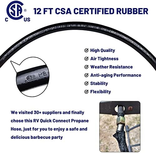 Eazy2hD 7FT RV Quick Connect Propane Hose with Propane Elbow Adapter Fitting RV Quick-Connect Kit, Low Pressure Propane Extension Hose for Blackstone 17"/22" Griddle