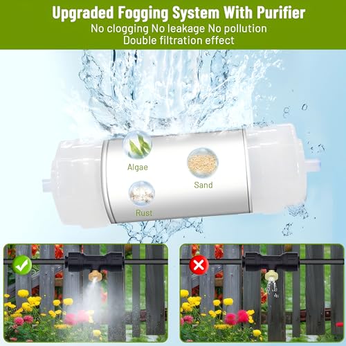 Misters for Outside Patio, 75FT Misting Cooling System with Water Filter & 24 Nozzles - Outdoor High Pressure Mister Kit for Patio, Garden, Backyard, Greenhouse - Cooling, Humidifying, DIY