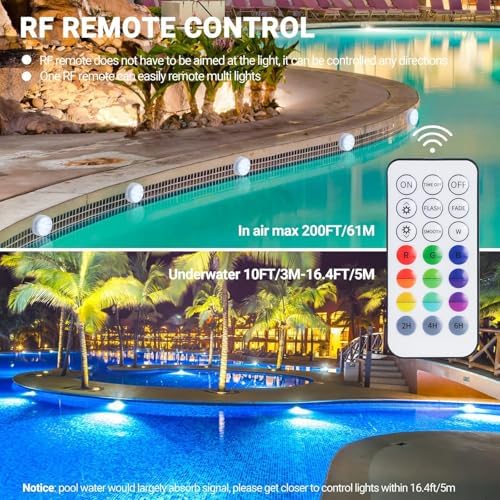 LOFTEK Submersible LED Lights with Remote, 13 LED Pool Lights for Inground Above Ground Pool with Magnets &10 Suction Cups,16 Color Changing Underwater Light for Ponds Battery Operated (4 Packs)