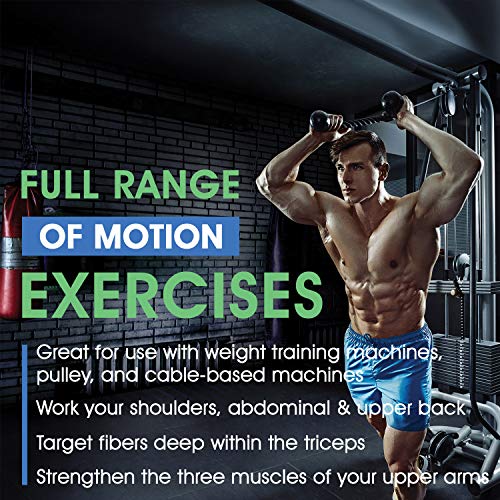 Yes4All Combo Tricep Rope/Tricep Pull Down Rope and V Bar Cable Attachment – Cable Bar for Strength Training (Tricep Rope + V Shaped Bar)