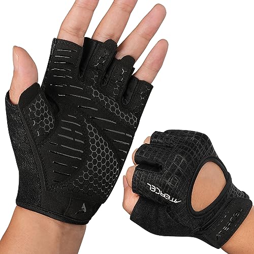 ATERCEL Workout Gloves for Men and Women Weight Lifting Gloves with Full Padding for Gym, Fitness, Exercise, Cycling, Bike, Rowing(Black, S