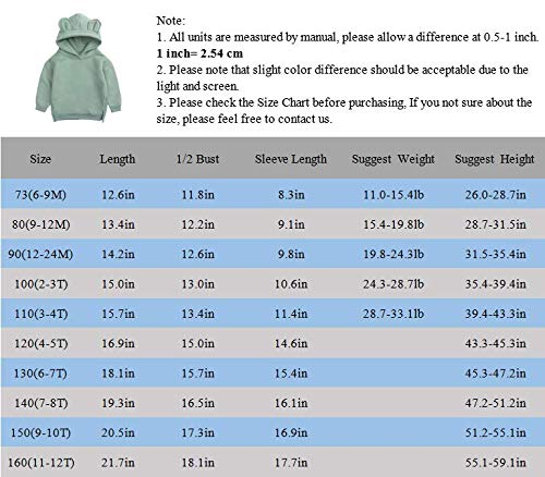 ZFTTZYMX Baby Unisex Cotton Solid Hoodies, Toddler Sweatshirt Kids Cute Ear Hoody Tops Pullover Fall Winter Clothes