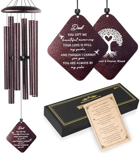 Sympathy Gifts for Loss of Dad, 32" Memorial Wind Chimes for Loss of Father, Memorial/Bereavement Gifts for Loss of Father, Loss of Father Sympathy Gift, in Memory of Dad Papa (Bronze)