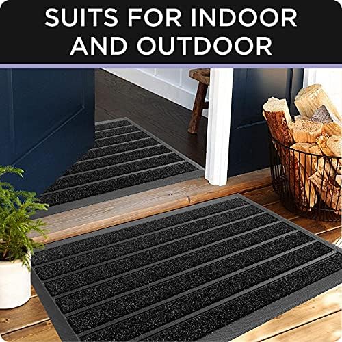 ubdyo Extra Durable Door Mat - Dirt Trapping Outdoor Welcome Mats - Non-Slip Outdoor Indoor Entrance - Low Profile Front Doormat (30" x 17", Bright Black)
