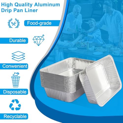 BBQ-PLUS 20 Pack Drip Pan Liners for Ninja Woodfire Outdoor Grill Pro XL and Pro Connect XL Disposable Aluminum Foil Grease Tray for Ninja Woodfire OG850 OG951 Series