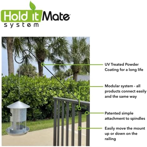 Premium - One Piece Pole - Long Hook Kits Ideal for Bird Feeders, Lighter Flower Baskets, Chimes, etc. for Vertical Spindled Deck Railings Only (27" Upright) Heavy Duty Hanger