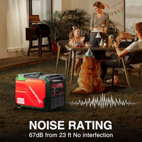 PowerSmart 4800-Watt Portable Inverter Generator with Wheels Handle Kit, CO Sensor, Quiet, 30 Amp for RV-Ready, HB5046C