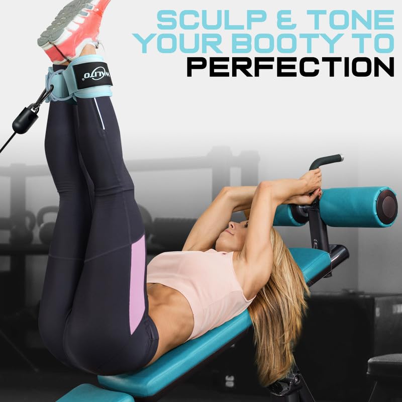 WALITO Gym Ankle Straps for Working Out - Glute Ankle Cuff Kickback Strap, Gym Cable Machine Accessories for Women Glute Leg Extensions, Hip Abductors & Lower Body Exercises Equipment