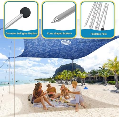 UMARDOO Family Beach Tent Extra Replacement Aluminum Foldable Poles, Portable Telescoping Tent Poles for Awnings Canopy (6.5FT)