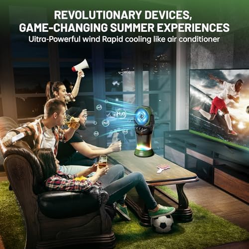 Portable Misting Fan with Remote & 30000mAh Rechargeable Misting Fans for Outside Patios Camping Beach & Workshops Mist Fan Portable for Outdoor/Indoor 2L Built-in Water Tank RGB 4 Speeds & Spray