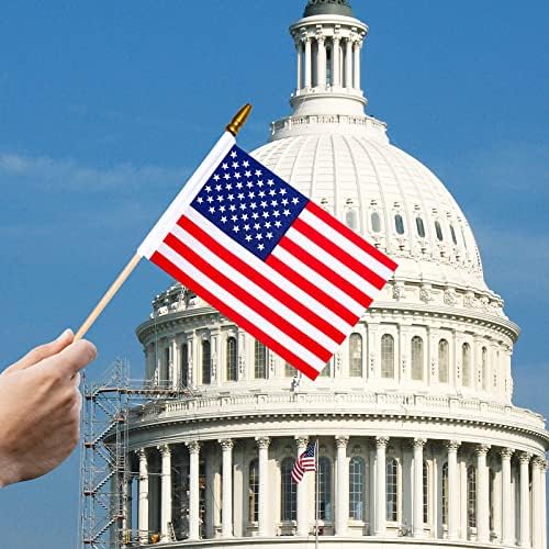 Small American Flags on Stick, 50 Pcs Fourth of July Decorations Outdoor 4''x6'' USA Flag, 4th of July Flags American Flag Small With Wooden Stick,Mini Flags for Outside Patriotic Decor for Yard Patio