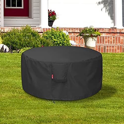 SheeChung Fire Pit Cover - Waterproof 600D Heavy Duty Round Patio Fire Bowl Cover Black (Round 50”D x 24”H)-Fits 45",46",48”,50" Firepit/Bowl Cover