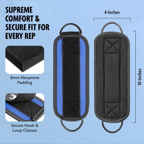 DMoose ankle cuffs - One Size Fit with Premium Padding, leg attachment for cable machine, workout ankle straps, Booty Workouts, Leg Extension, Hip Abductors